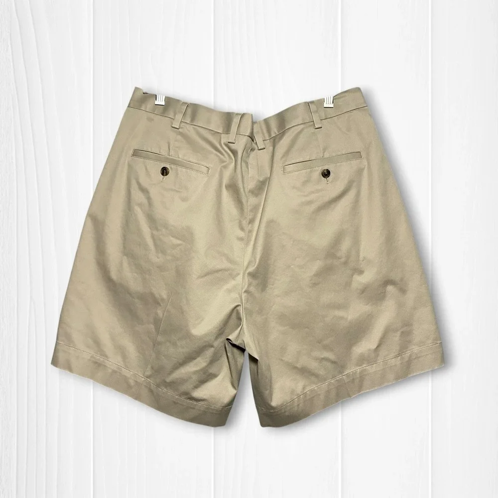 Brooks Brothers Pleated Advantage Chino Stretch Shorts Mens W40 Tan Khaki